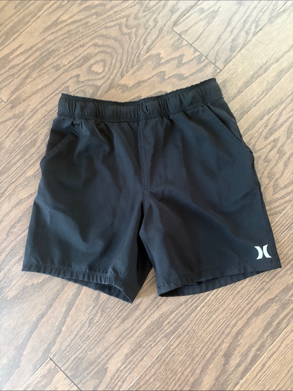 Hurley Boys Black Athletic Shorts with White Logo